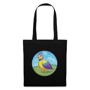 perdrix mignon kawaii dessin animé clipart animal de compagnie - Sac en tissu - noir - Devant