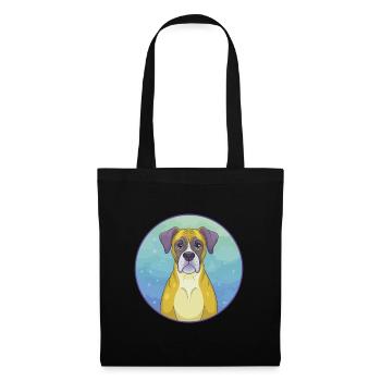 Boxer Hund Niedlich Kawaii Cartoon Clipart Tier Haustier - Stoffbeutel - Schwarz - Vorne