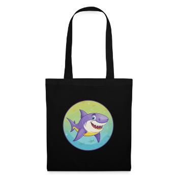 requin mignon kawaii dessin animé clipart animal de compagnie - Sac en tissu - noir - Devant