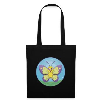 papillon mignon kawaii dessin animé clipart animal de compagnie - Sac en tissu - noir - Devant