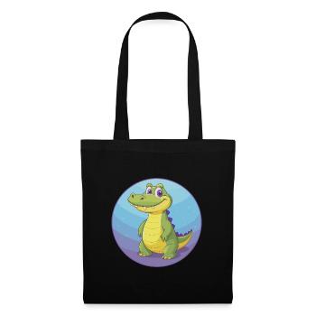 Crocodile Mignon Kawaii Dessin animé Clipart Animal de compagnie - Sac en tissu - noir - Devant