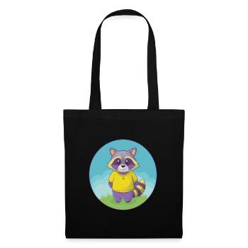 raton laveur mignon kawaii dessin animé clipart animal de compagnie - Sac en tissu - noir - Devant
