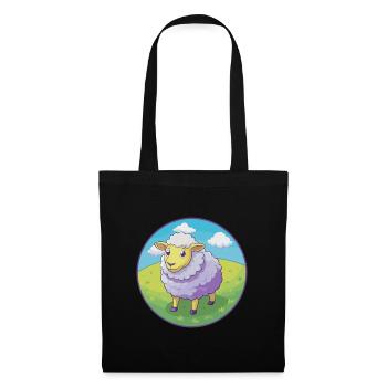 mouton mignon kawaii dessin animé clipart animal de compagnie - Sac en tissu - noir - Devant