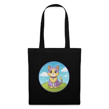 Katze Niedlich Kawaii Cartoon Clipart Tier Haustier - Stoffbeutel - Schwarz - Vorne