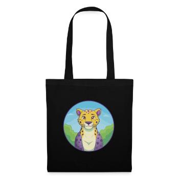 guépard mignon kawaii dessin animé clipart animal de compagnie - Sac en tissu - noir - Devant