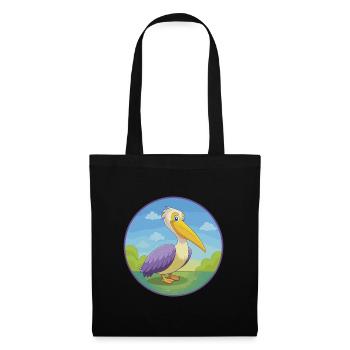 Pélican mignon Kawaii dessin animé Clipart Animal de compagnie - Sac en tissu - noir - Devant