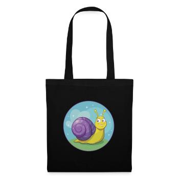 Escargot mignon Kawaii dessin animé Clipart Animal de compagnie - Sac en tissu - noir - Devant