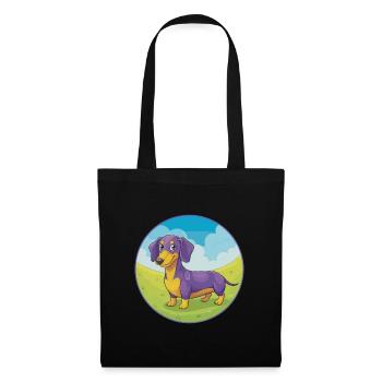 Dachshund Dog Cute Kawaii Cartoon Clipart Animal - Tote Bag - black - Front