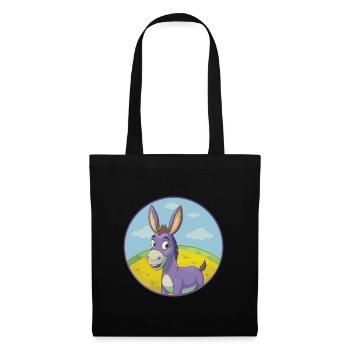 Âne Mignon Kawaii Dessin animé Clipart Animal de compagnie - Sac en tissu - noir - Devant