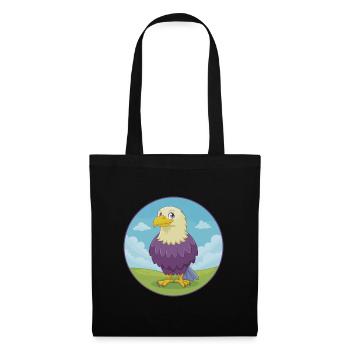 Adler Niedlich Kawaii Cartoon Clipart Tier Haustier - Stoffbeutel - Schwarz - Vorne