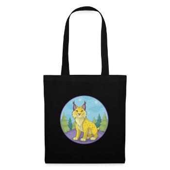Luchs Niedliche Kawaii Cartoon Clipart Tier Haustier - Stoffbeutel - Schwarz - Vorne