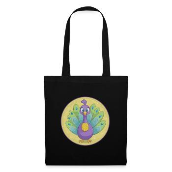 Peacock Cute Kawaii Cartoon Clipart Animal Pet - Tote Bag - black - Front