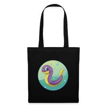 Anguille mignon kawaii dessin animé Clipart animal de compagnie - Sac en tissu - noir - Devant