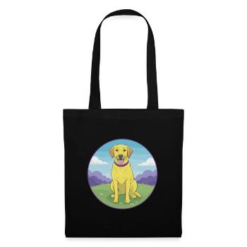 Labrador retriever chien mignon Kawaii dessin animé Animal - Sac en tissu - noir - Devant