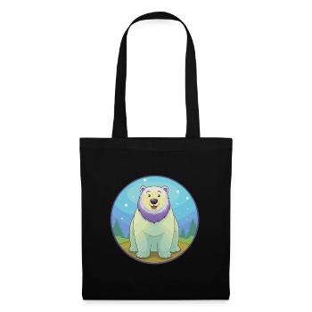 ours polaire mignon kawaii dessin animé clipart animal de compagnie - Sac en tissu - noir - Devant