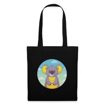 Koala Niedlich Kawaii Cartoon Clipart Tier Haustier - Stoffbeutel - Schwarz - Vorne