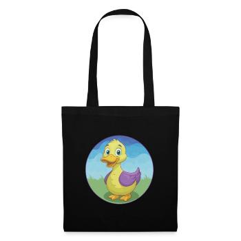 Ente Niedlich Kawaii Cartoon Clipart Tier Haustier - Stoffbeutel - Schwarz - Vorne