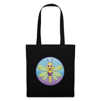 Libelle Niedliche Kawaii Cartoon Clipart Tier Haustier - Stoffbeutel - Schwarz - Vorne