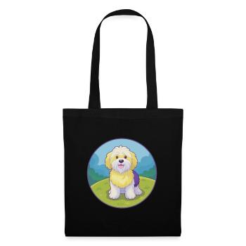 Havaneser Hund Niedlich Kawaii Cartoon Clipart Tier - Stoffbeutel - Schwarz - Vorne