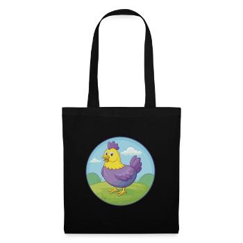 Poule mignon Kawaii dessin animé Clipart Animal de compagnie - Sac en tissu - noir - Devant