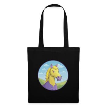 cheval mignon kawaii dessin animé clipart animal de compagnie - Sac en tissu - noir - Devant