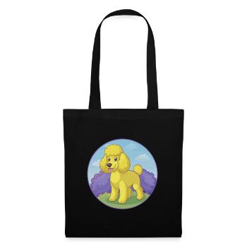 Pudel Hund Niedlich Kawaii Cartoon Clipart Tier Haustier - Stoffbeutel - Schwarz - Vorne