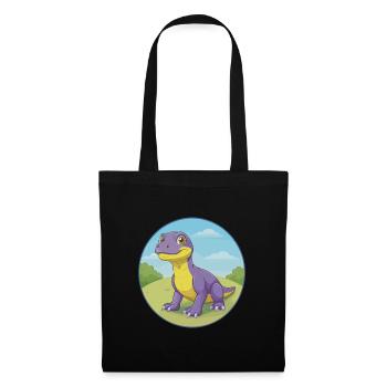 Komodo Dragon Cute Kawaii Cartoon Clipart Animal - Tote Bag - black - Front