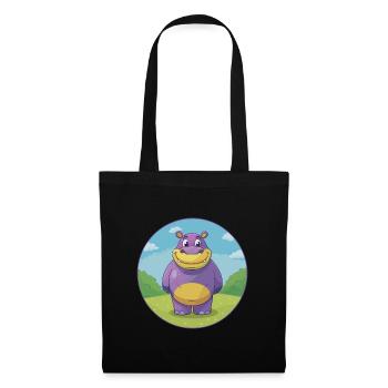 Hippo Cute Kawaii Cartoon Clipart Animal Pet - Tote Bag - black - Front