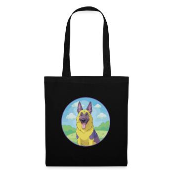 German Shepherd Dog Cute Kawaii Cartoon Animal Pet - Tote Bag - black - Front