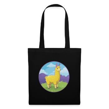 Lama mignon Kawaii dessin animé Clipart Animal de compagnie - Sac en tissu - noir - Devant