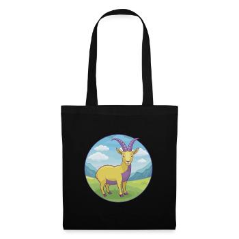 Steinbock Niedliche Kawaii Cartoon Clipart Tier Haustier - Stoffbeutel - Schwarz - Vorne