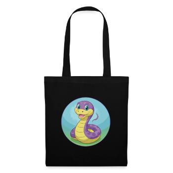 Serpent Mignon Kawaii Dessin animé Clipart Animal Animal de compagnie - Sac en tissu - noir - Devant