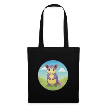 opossum mignon kawaii dessin animé clipart animal de compagnie - Sac en tissu - noir - Devant