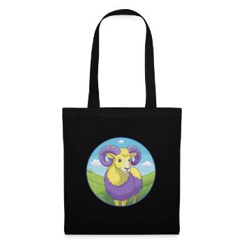Ram Niedliche Kawaii Cartoon Clipart Tier Haustier - Stoffbeutel - Schwarz - Vorne