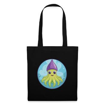 calmar mignon kawaii dessin animé clipart animal de compagnie - Sac en tissu - noir - Devant