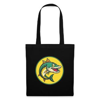 Barracuda Mignon Kawaii Dessin animé Clipart Animal de compagnie - Sac en tissu - noir - Devant
