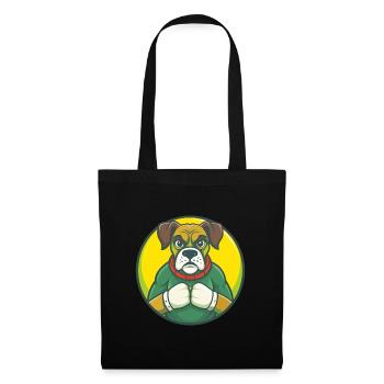 Boxer chien mignon Kawaii dessin animé Clipart animal de compagnie - Sac en tissu - noir - Devant