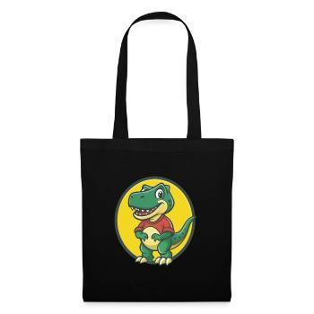 Dinosaurier Niedlich Kawaii Cartoon Clipart Haustier Tier - Stoffbeutel - Schwarz - Vorne