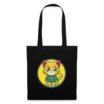Katze Niedlich Kawaii Cartoon Clipart Haustier Tier - Stoffbeutel - Schwarz - Vorne