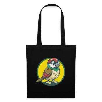 Sparrow Cute Kawaii Cartoon Clipart Pet Animal - Tote Bag - black - Front