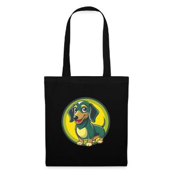Dachshund Dog Cute Kawaii Cartoon Clipart Animal - Tote Bag - black - Front