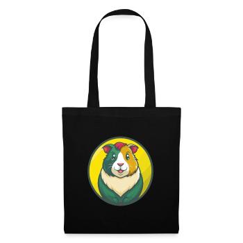 Cochon d’Inde Mignon Kawaii Dessin animé Clipart Animal de compagnie - Sac en tissu - noir - Devant