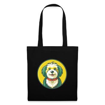 Havaneser Hund Niedlich Kawaii Cartoon Clipart Tier - Stoffbeutel - Schwarz - Vorne
