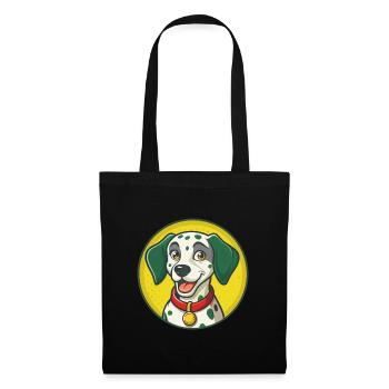 Dalmatiner Hund Niedlich Kawaii Cartoon Clipart Tier - Stoffbeutel - Schwarz - Vorne