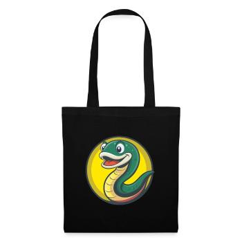 Anguille mignon kawaii dessin animé Clipart animal de compagnie - Sac en tissu - noir - Devant