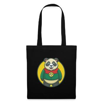 Panda Niedlich Kawaii Cartoon Clipart Haustier Tier - Stoffbeutel - Schwarz - Vorne