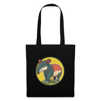 Tapir Niedliche Kawaii Cartoon Clipart Haustier Tier - Stoffbeutel - Schwarz - Vorne