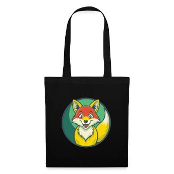 Fuchs süße Kawaii Cartoon Clipart Haustier Tier - Stoffbeutel - Schwarz - Vorne