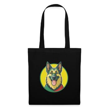 German Shepherd Dog Cute Kawaii Cartoon Pet Animal - Tote Bag - black - Front