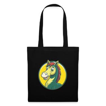 cheval mignon kawaii dessin animé clipart animal de compagnie - Sac en tissu - noir - Devant